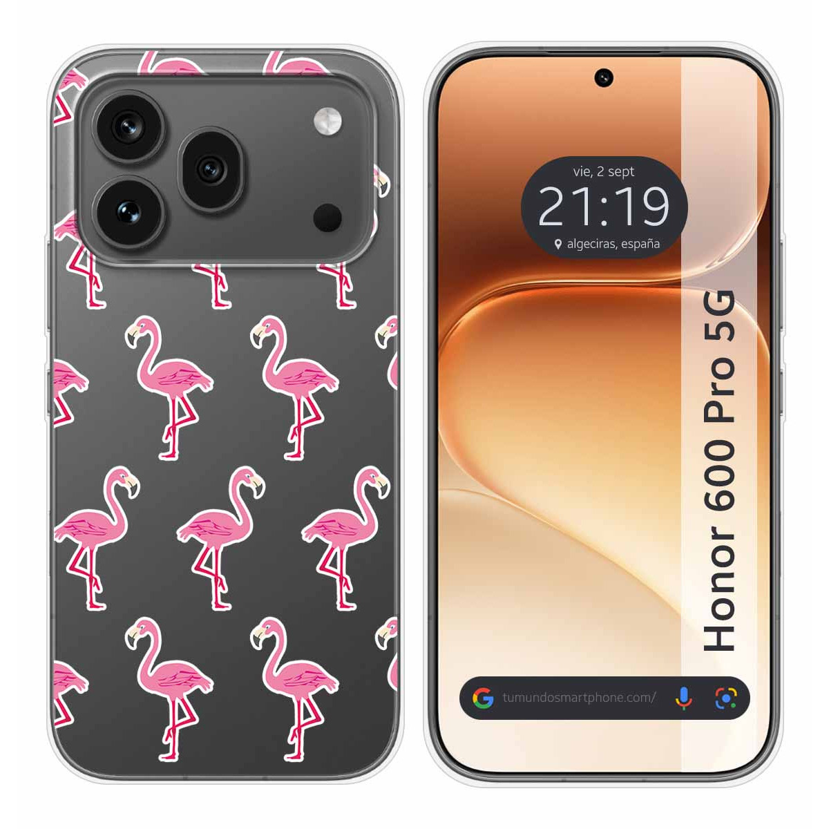 Funda Silicona Transparente para Huawei Honor 600 Pro 5G diseño Flamenco Dibujos