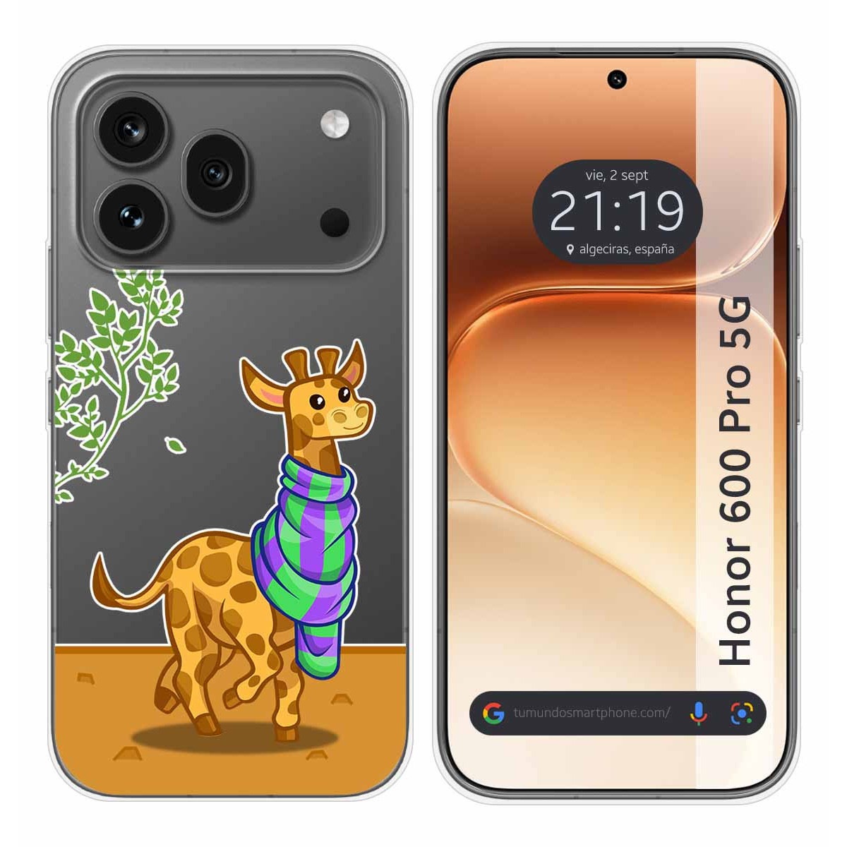Funda Silicona Transparente para Huawei Honor 600 Pro 5G diseño Jirafa Dibujos