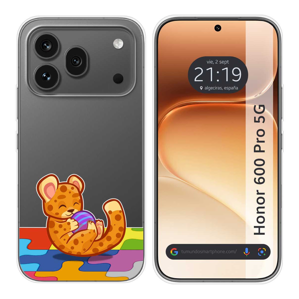 Funda Silicona Transparente para Huawei Honor 600 Pro 5G diseño Leopardo Dibujos
