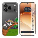 Funda Silicona Transparente para Huawei Honor 600 Pro 5G diseño Panda Dibujos