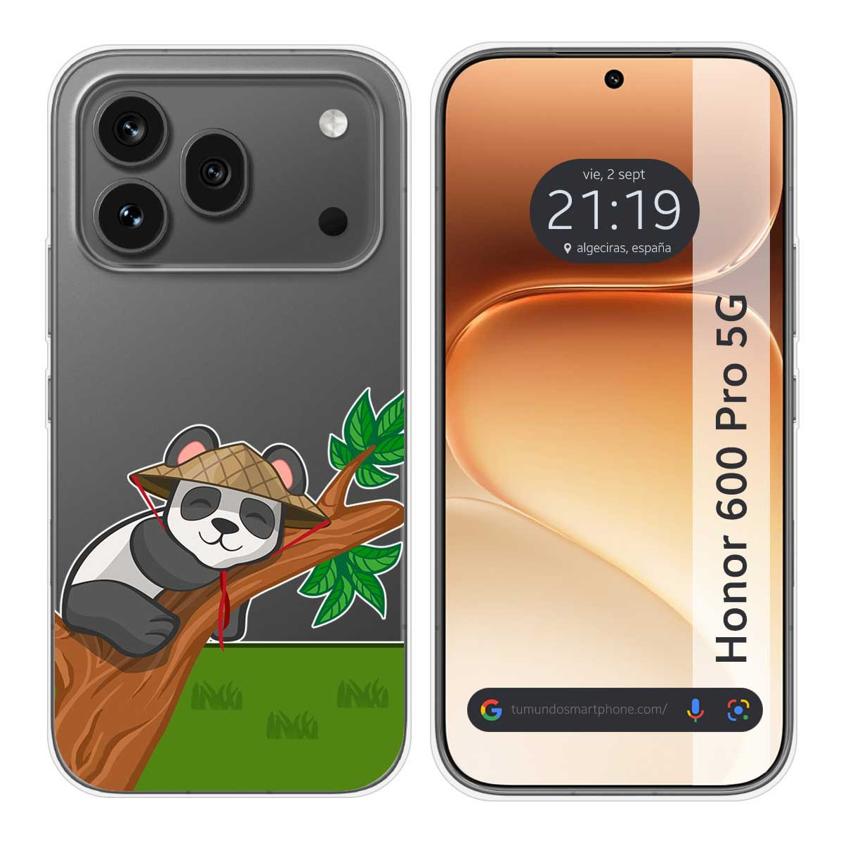 Funda Silicona Transparente para Huawei Honor 600 Pro 5G diseño Panda Dibujos