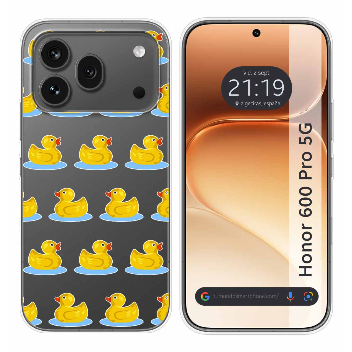 Funda Silicona Transparente para Huawei Honor 600 Pro 5G diseño Pato Dibujos