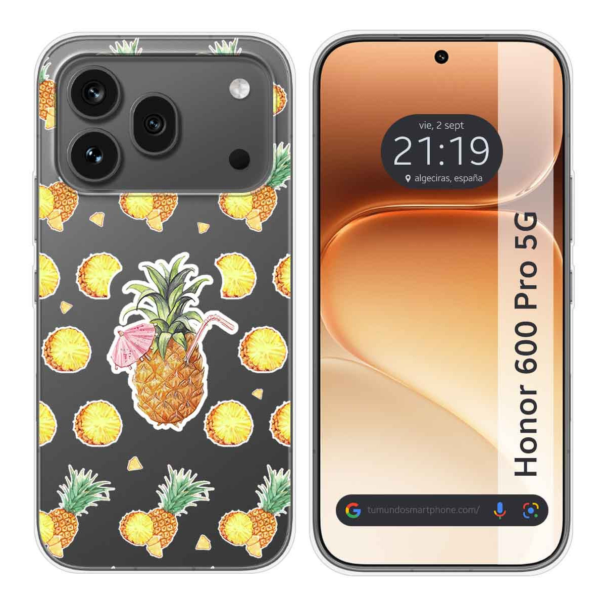 Funda Silicona Transparente para Huawei Honor 600 Pro 5G diseño Piña Dibujos