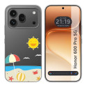 Funda Silicona Transparente para Huawei Honor 600 Pro 5G diseño Playa Dibujos