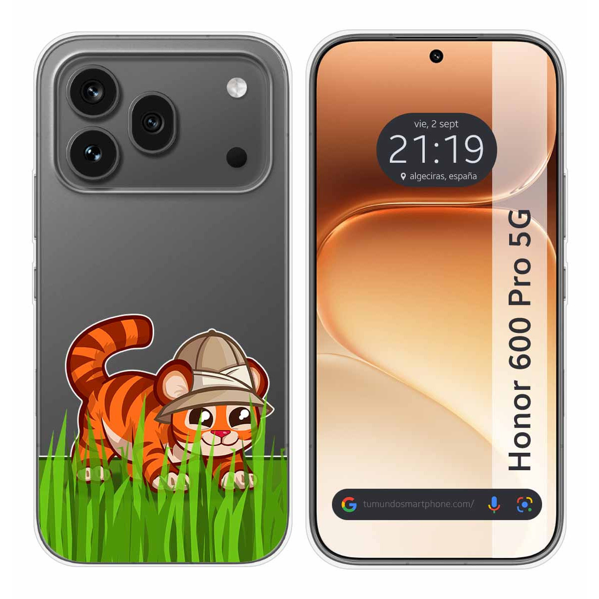 Funda Silicona Transparente para Huawei Honor 600 Pro 5G diseño Tigre Dibujos