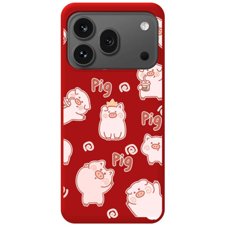 Funda Silicona Líquida Roja para Huawei Honor 600 Pro 5G diseño Cerdos Dibujos