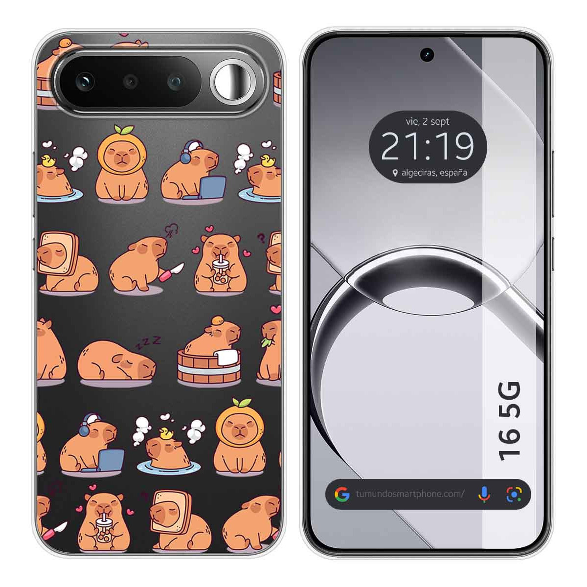 Funda Silicona Transparente para Realme 16 5G diseño Capibara 01 Dibujos