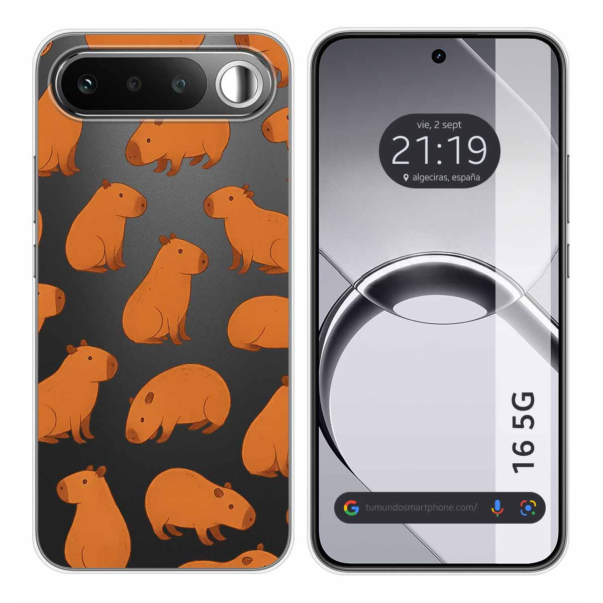 Funda Silicona Transparente para Realme 16 5G diseño Capibara 02 Dibujos