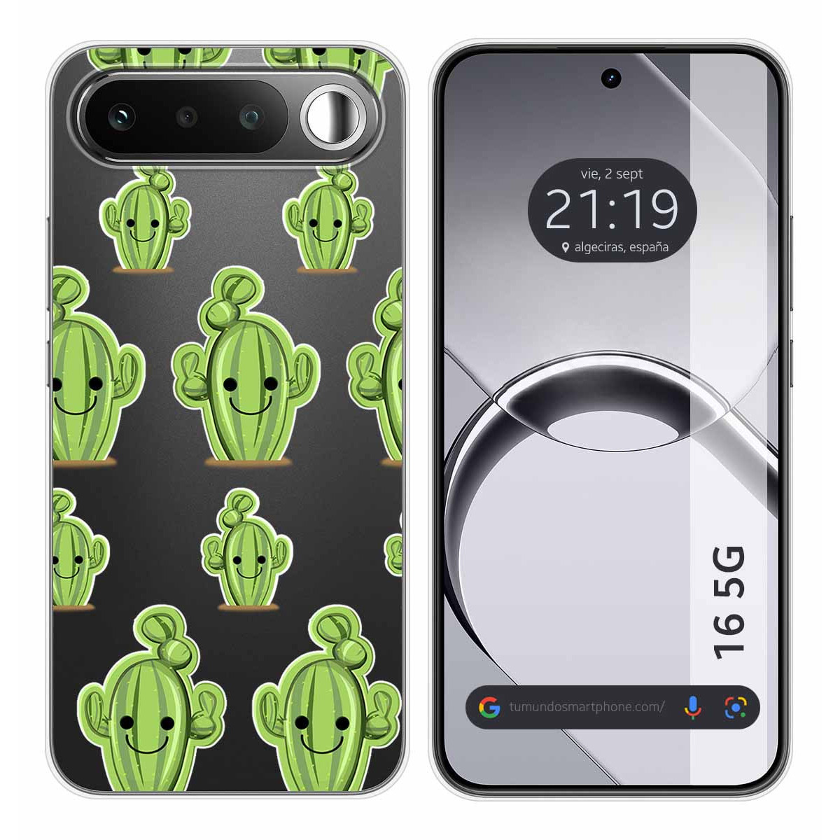 Funda Silicona Transparente para Realme 16 5G diseño Cactus Dibujos