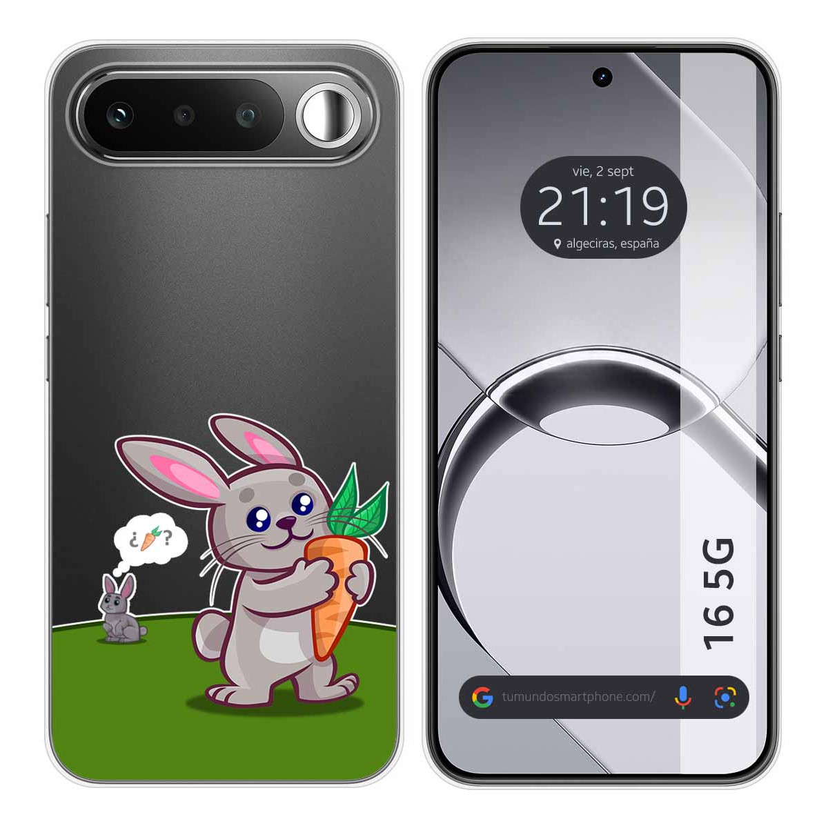Funda Silicona Transparente para Realme 16 5G diseño Conejo Dibujos