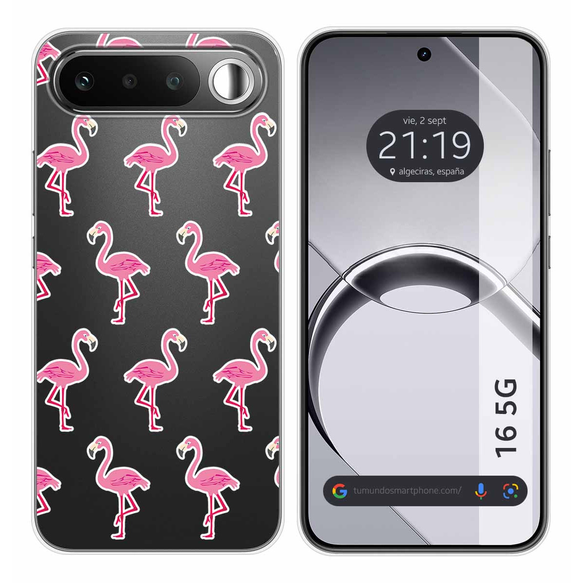 Funda Silicona Transparente para Realme 16 5G diseño Flamenco Dibujos