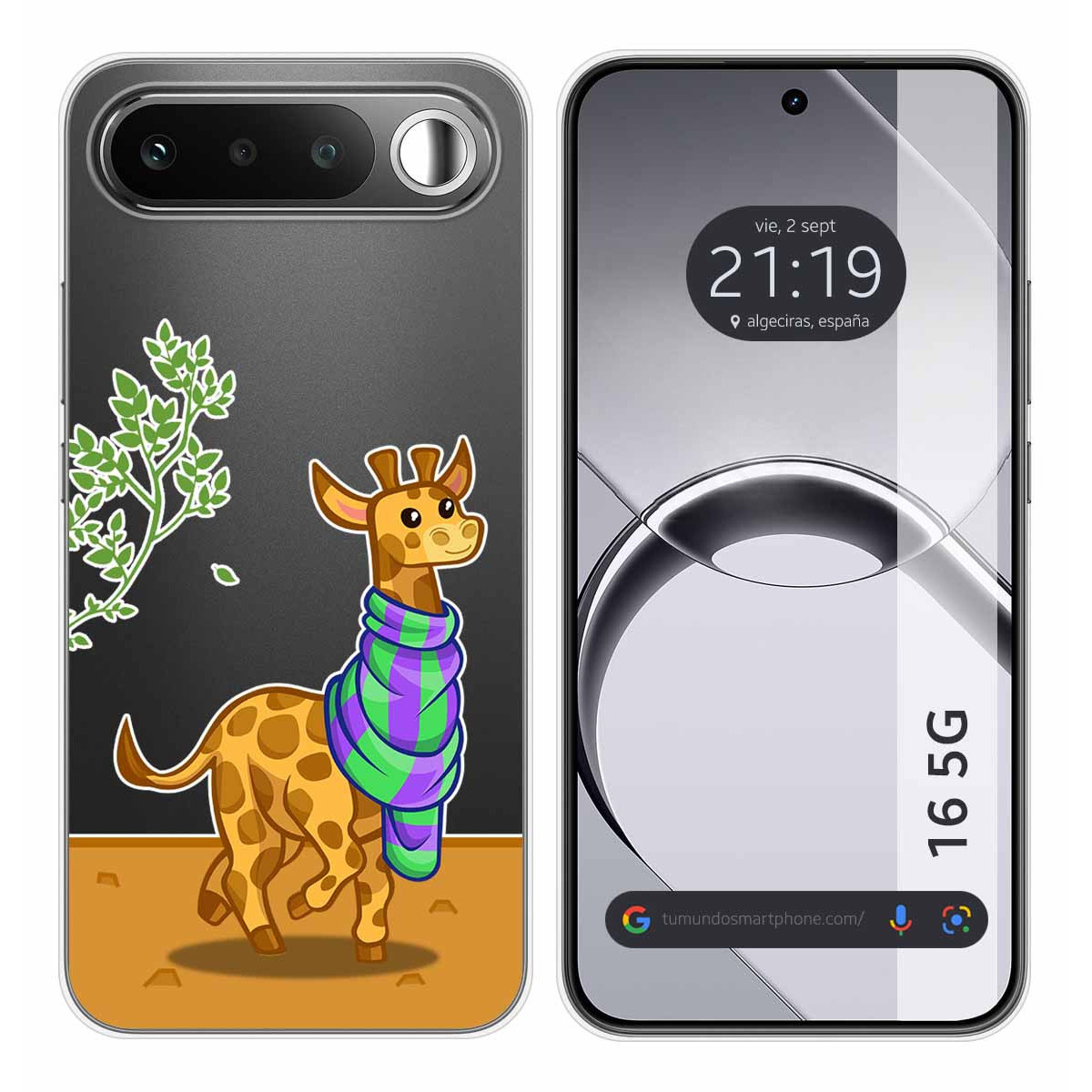 Funda Silicona Transparente para Realme 16 5G diseño Jirafa Dibujos