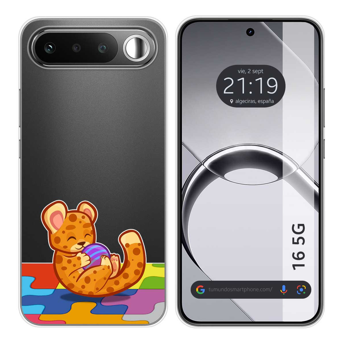 Funda Silicona Transparente para Realme 16 5G diseño Leopardo Dibujos