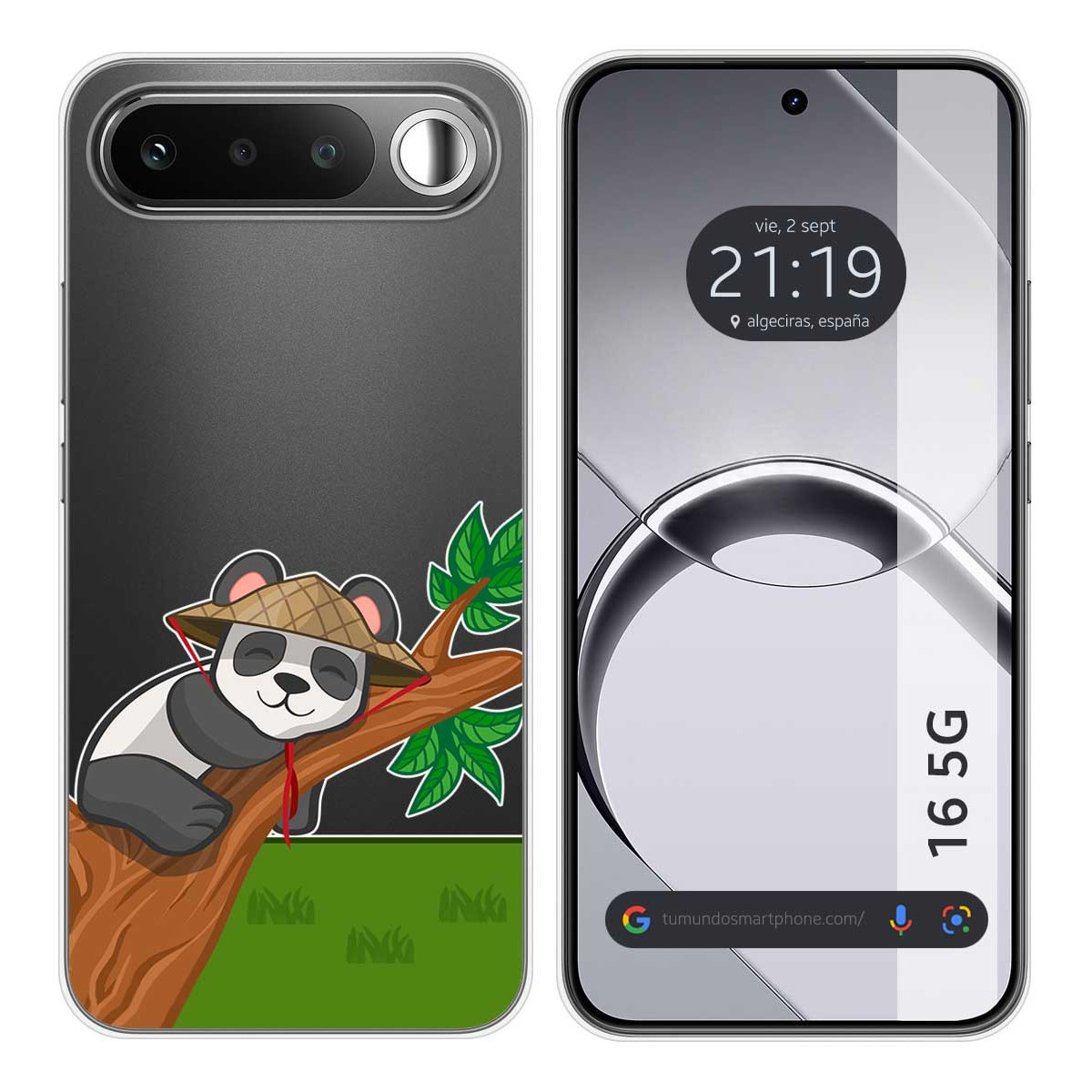Funda Silicona Transparente para Realme 16 5G diseño Panda Dibujos