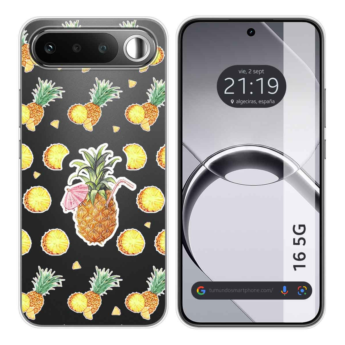 Funda Silicona Transparente para Realme 16 5G diseño Piña Dibujos