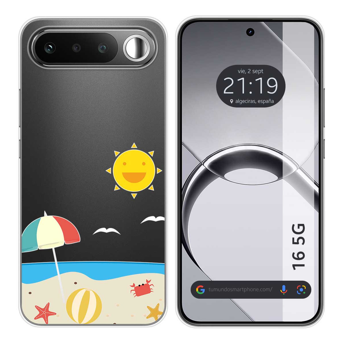 Funda Silicona Transparente para Realme 16 5G diseño Playa Dibujos