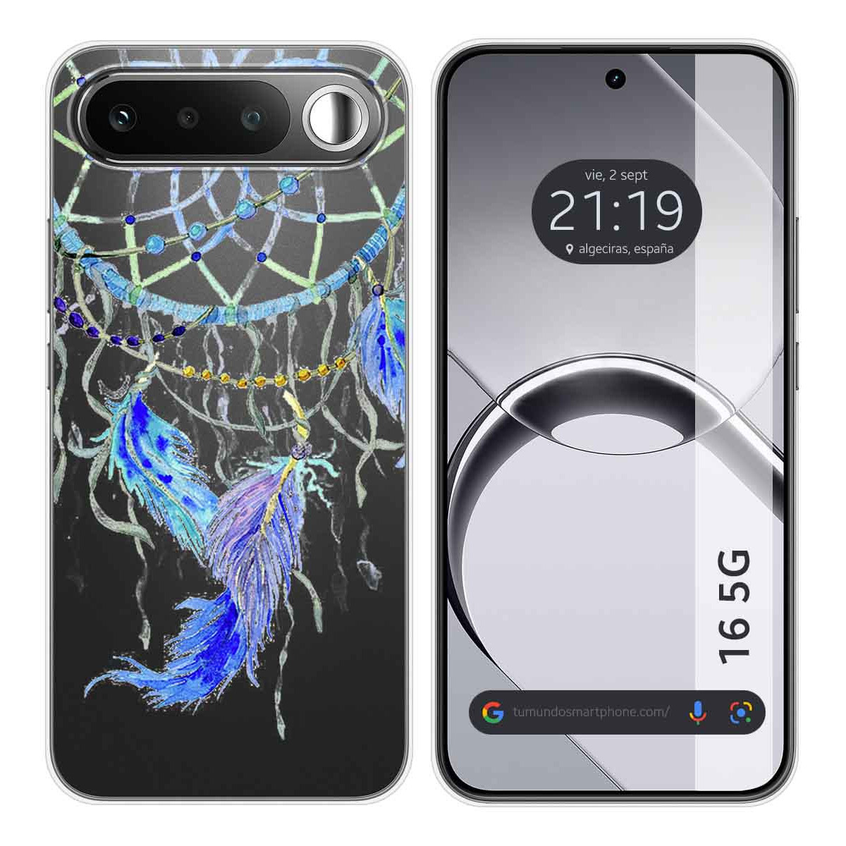 Funda Silicona Transparente para Realme 16 5G diseño Plumas Dibujos