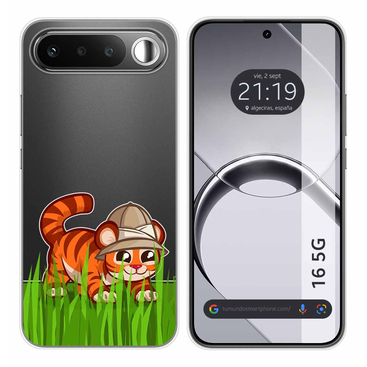 Funda Silicona Transparente para Realme 16 5G diseño Tigre Dibujos