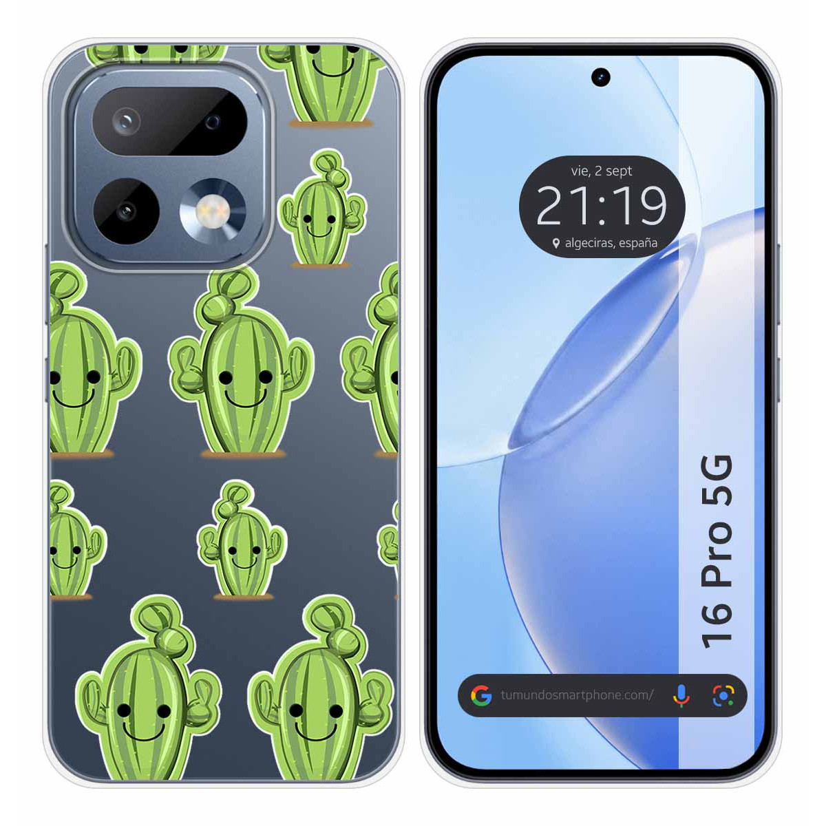 Funda Silicona Transparente para Realme 16 Pro 5G diseño Cactus Dibujos