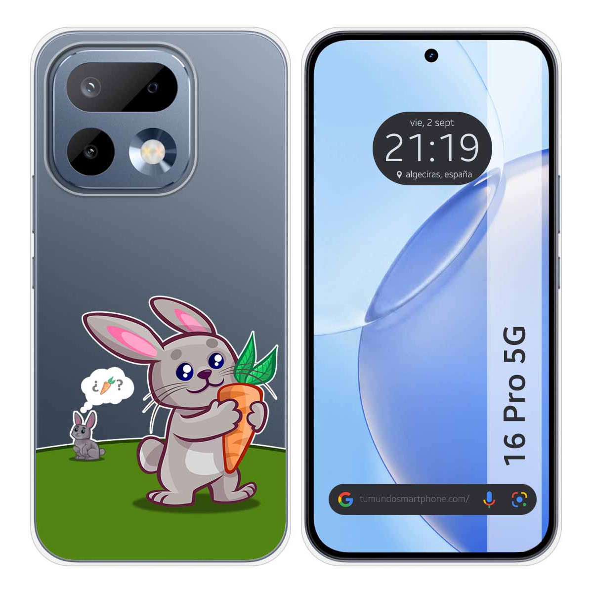 Funda Silicona Transparente para Realme 16 Pro 5G diseño Conejo Dibujos
