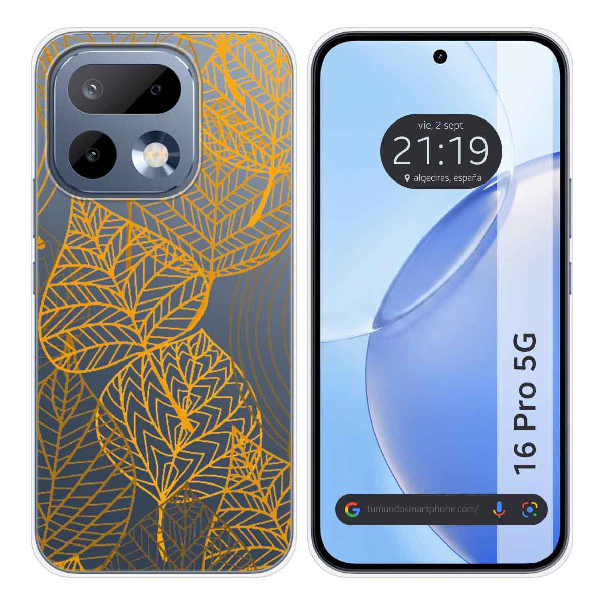 Funda Silicona Transparente para Realme 16 Pro 5G diseño Hojas Dibujos