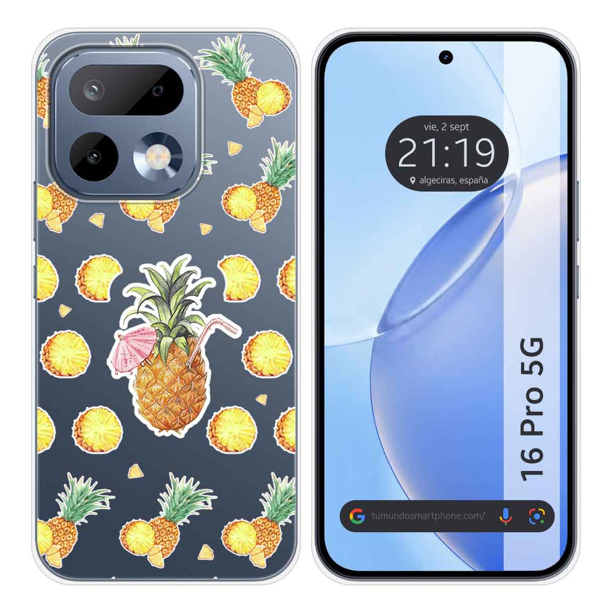 Funda Silicona Transparente para Realme 16 Pro 5G diseño Piña Dibujos