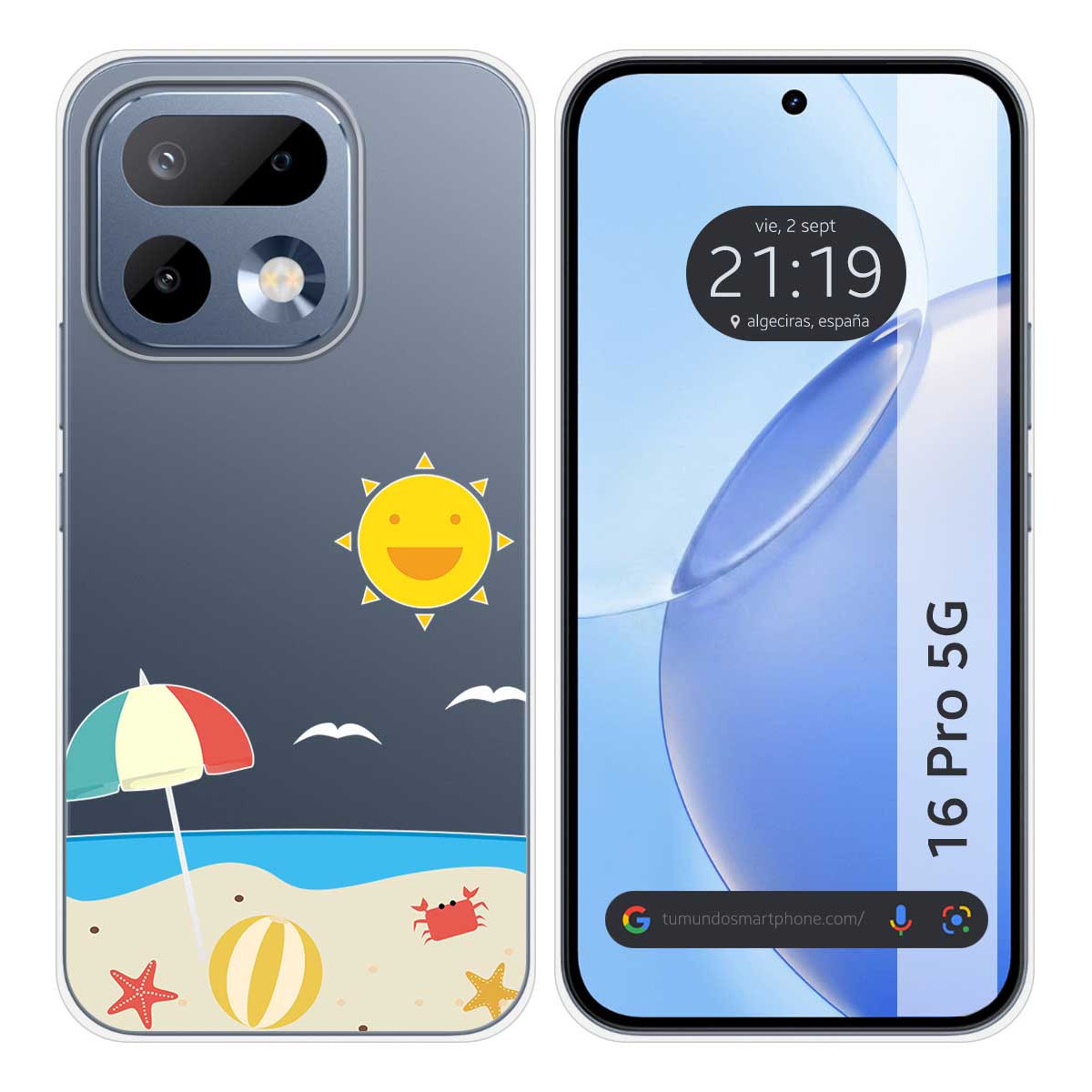 Funda Silicona Transparente para Realme 16 Pro 5G diseño Playa Dibujos