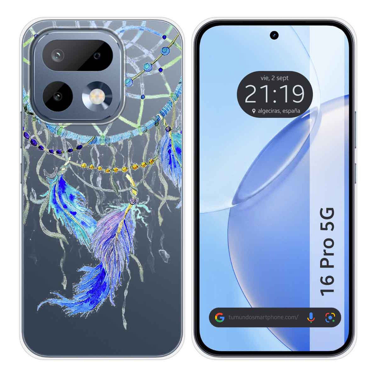 Funda Silicona Transparente para Realme 16 Pro 5G diseño Plumas Dibujos