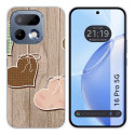 Funda Silicona para Realme 16 Pro 5G diseño Corazones Madera Dibujos