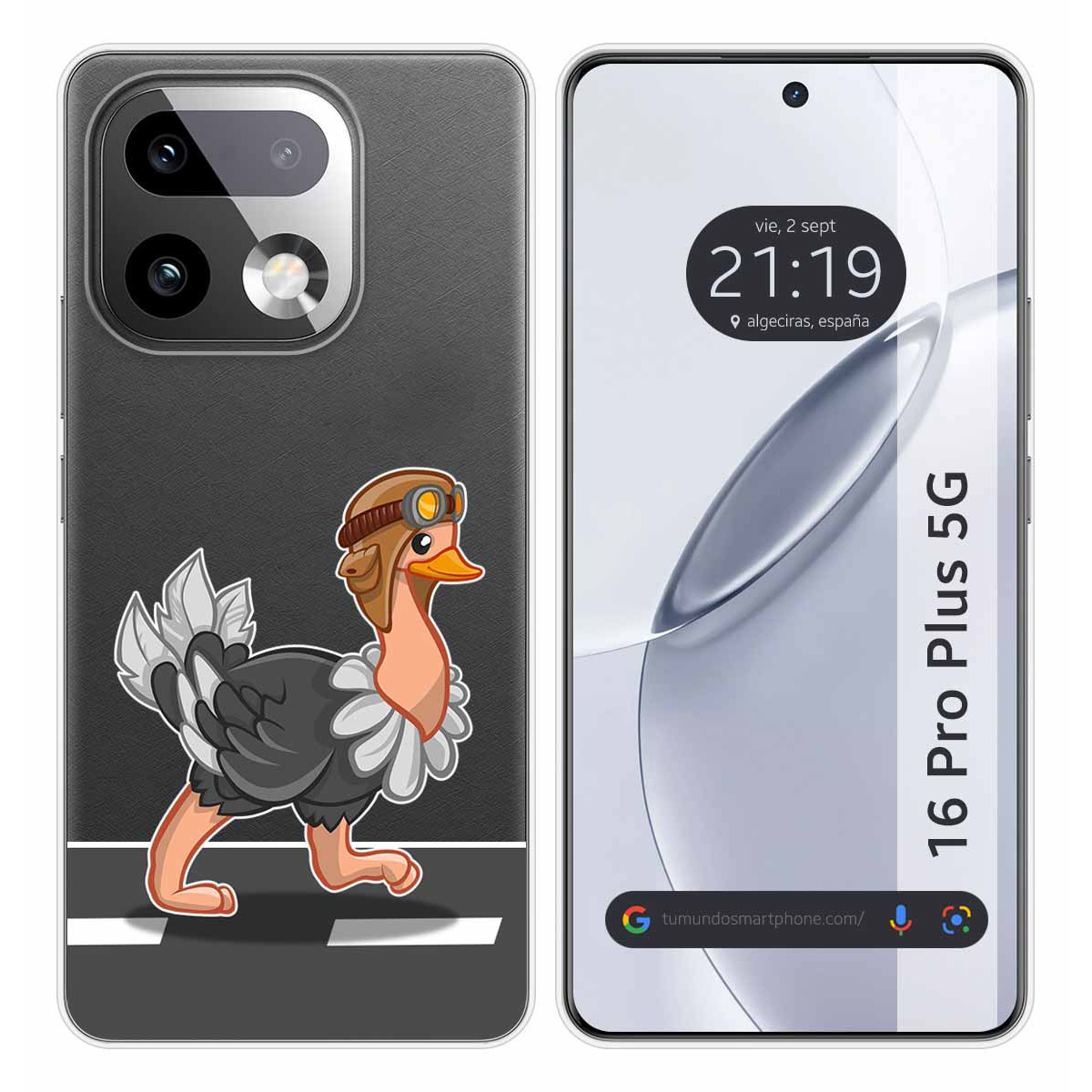 Funda Silicona Transparente para Realme 16 Pro+ Plus 5G diseño Avestruz Dibujos