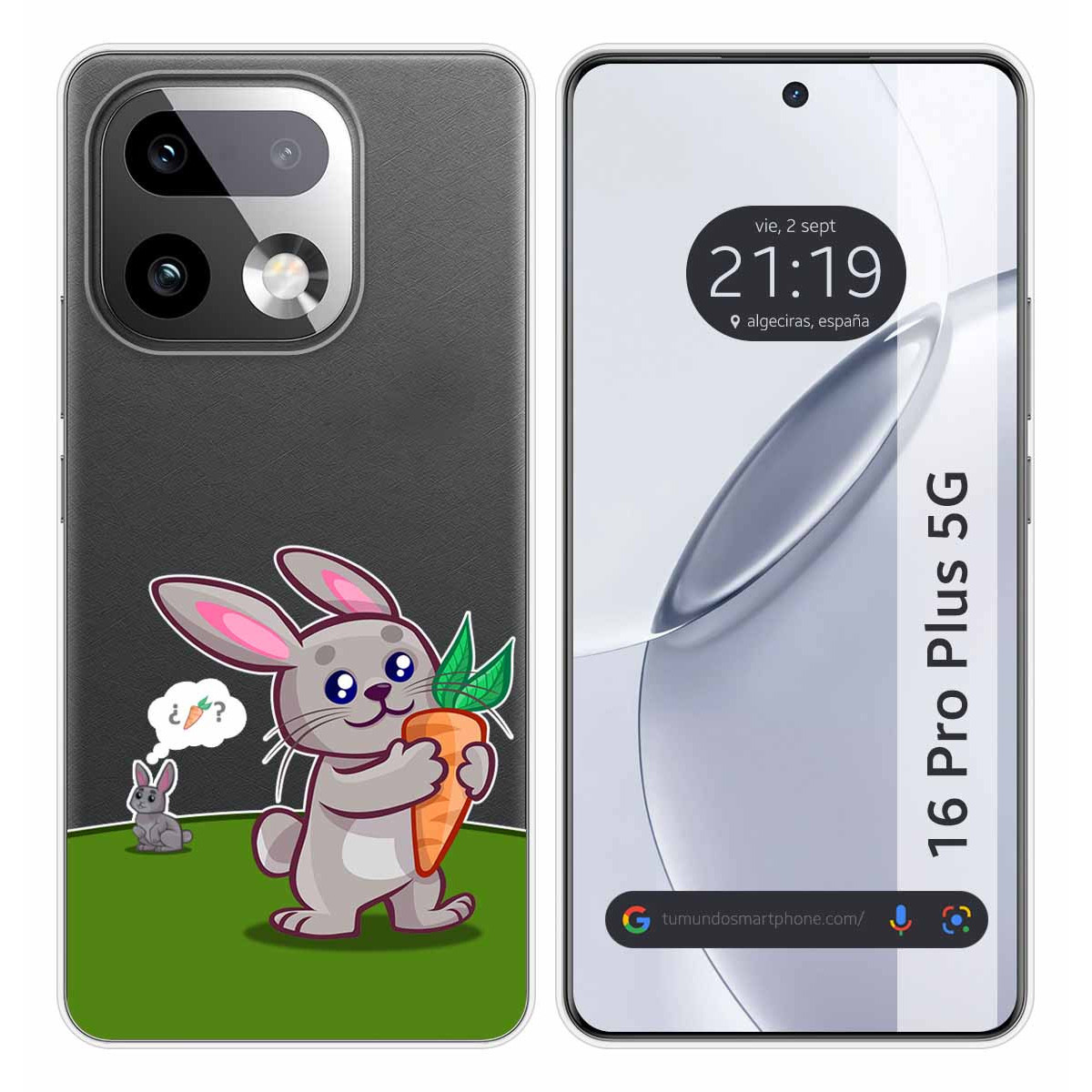 Funda Silicona Transparente para Realme 16 Pro+ Plus 5G diseño Conejo Dibujos