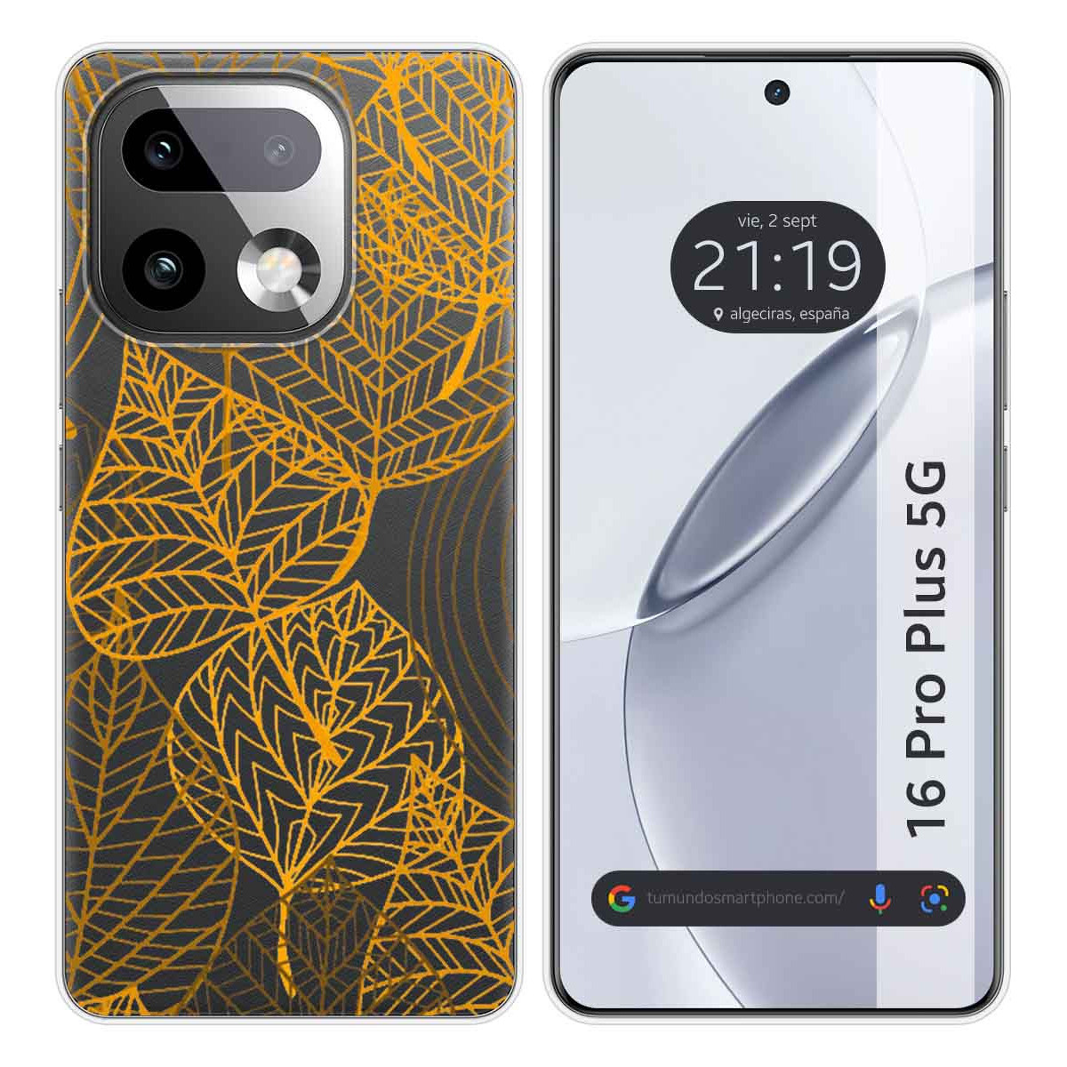 Funda Silicona Transparente para Realme 16 Pro+ Plus 5G diseño Hojas Dibujos