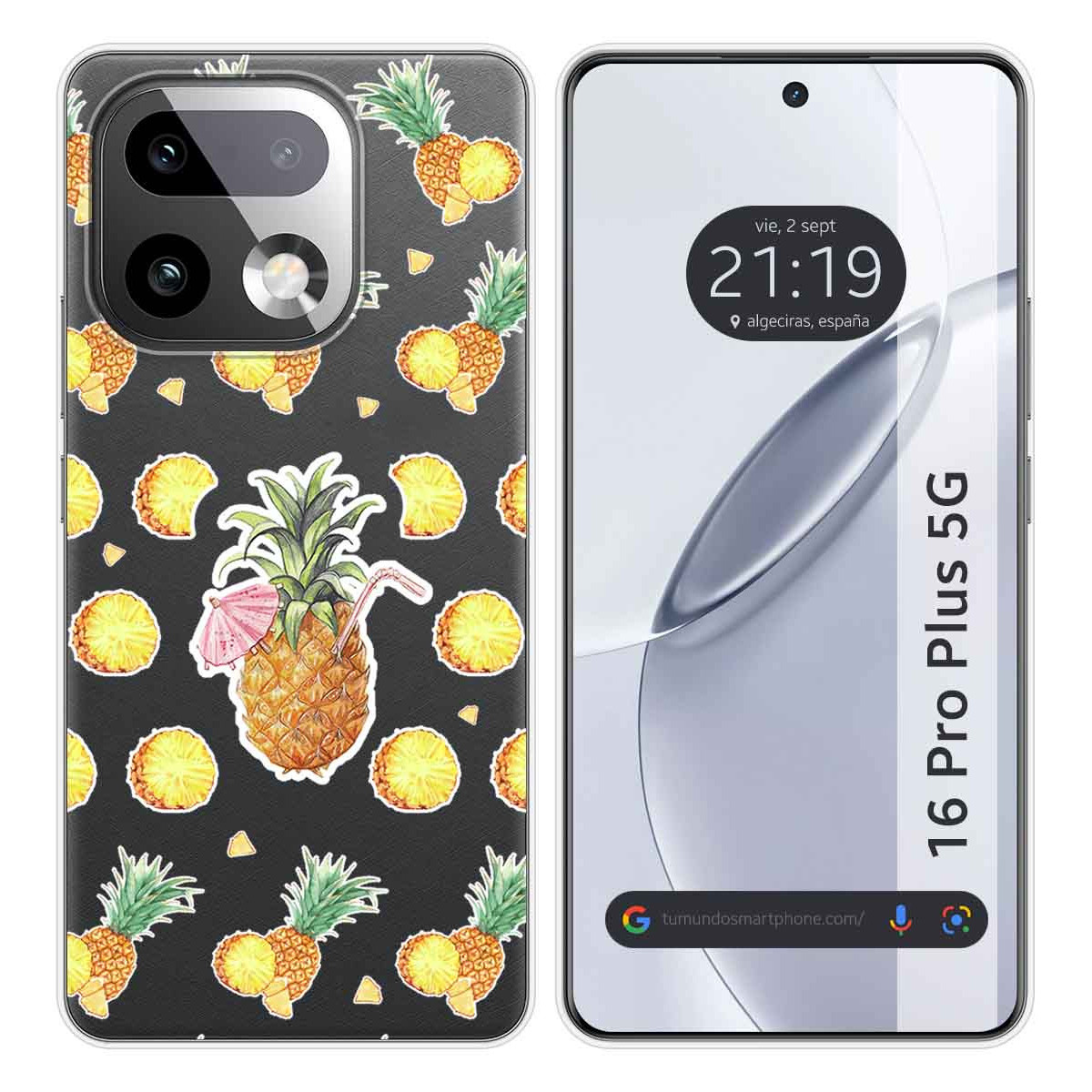 Funda Silicona Transparente para Realme 16 Pro+ Plus 5G diseño Piña Dibujos