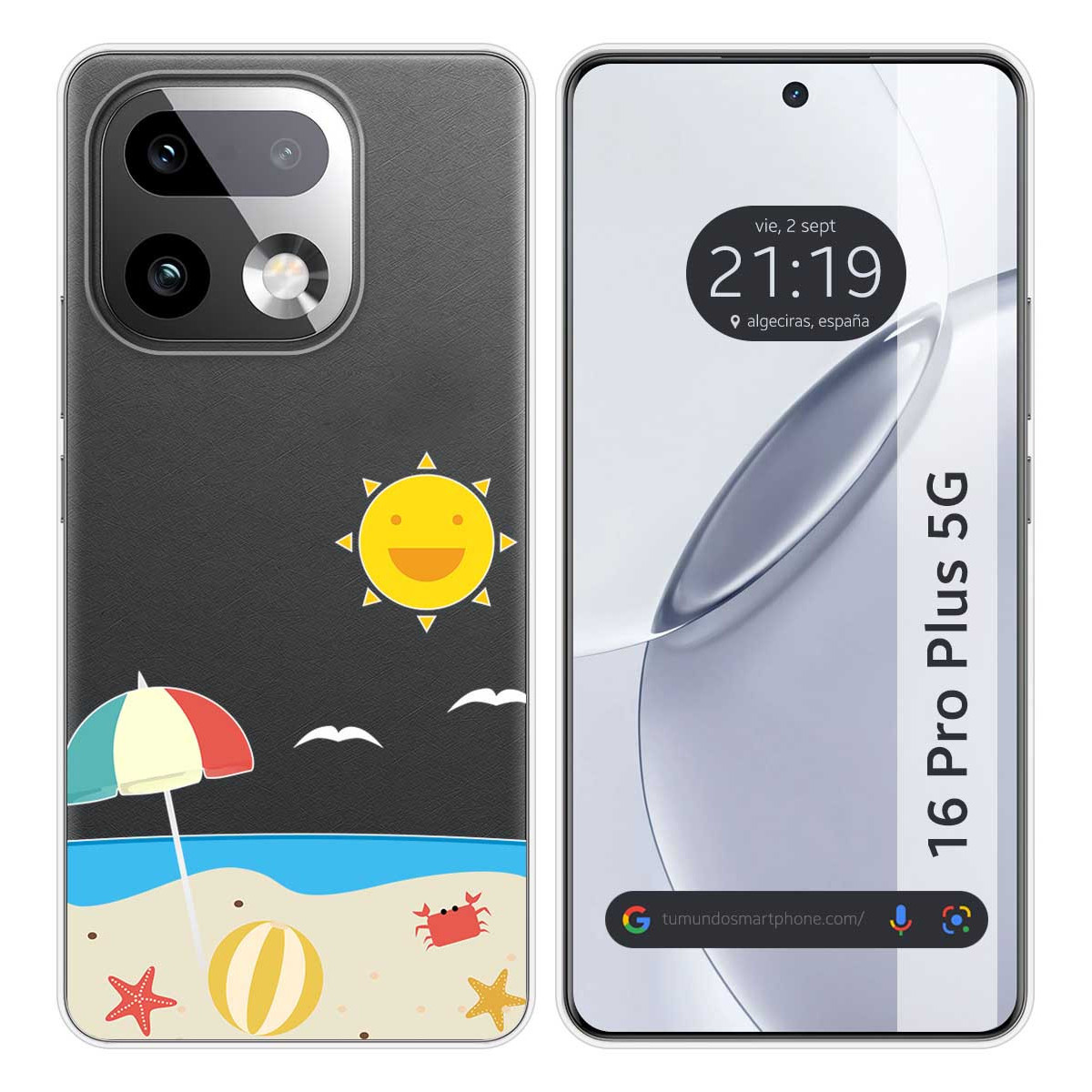 Funda Silicona Transparente para Realme 16 Pro+ Plus 5G diseño Playa Dibujos