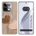 Funda Silicona para Realme 16 Pro+ Plus 5G diseño Corazones Madera Dibujos
