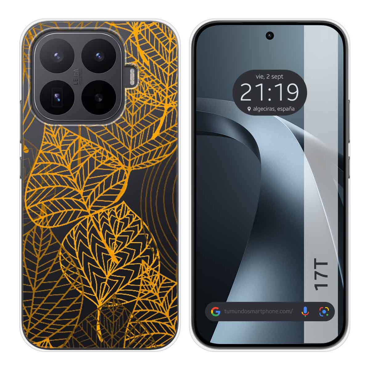 Funda Silicona Transparente para Xiaomi 17T 5G diseño Hojas Dibujos