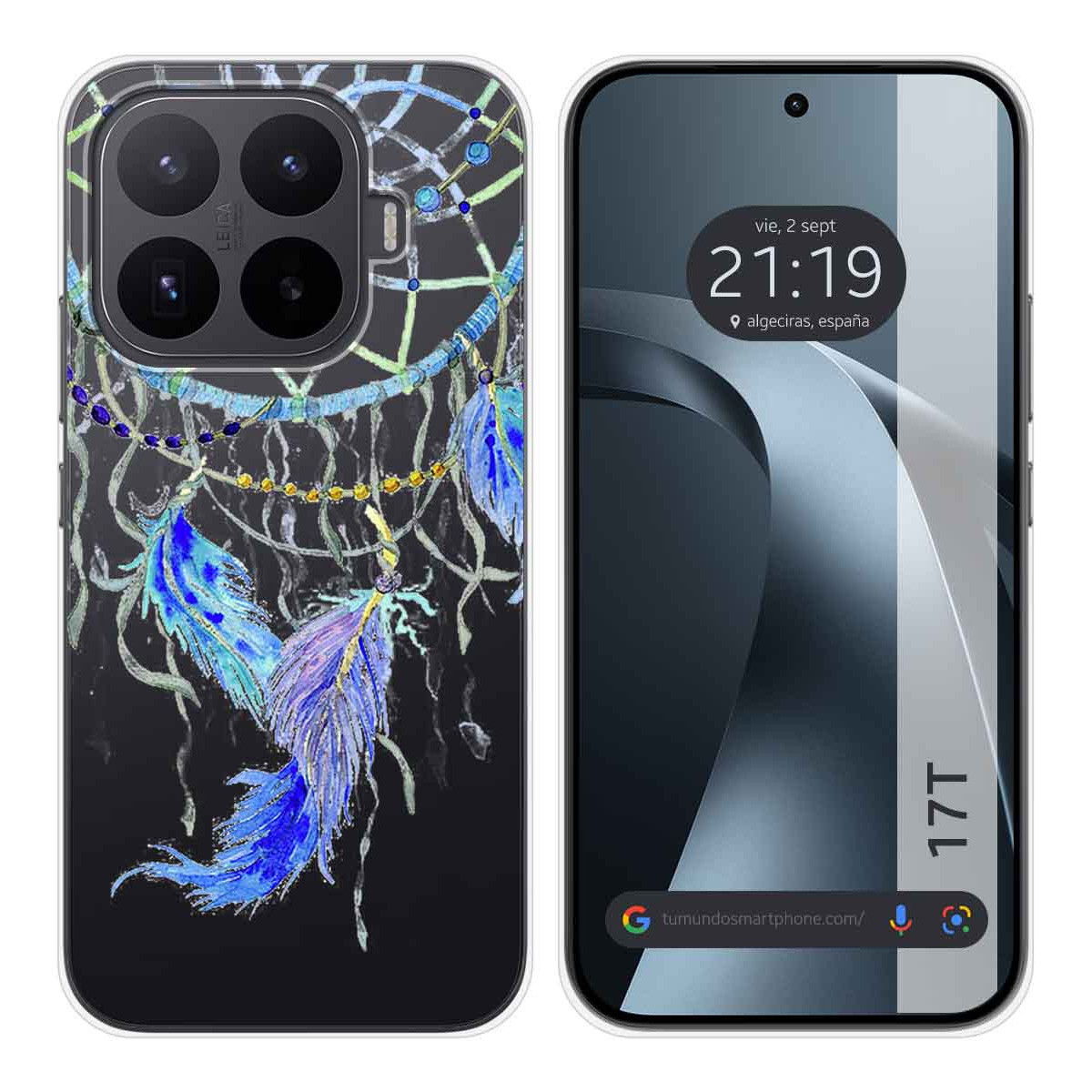 Funda Silicona Transparente para Xiaomi 17T 5G diseño Plumas Dibujos