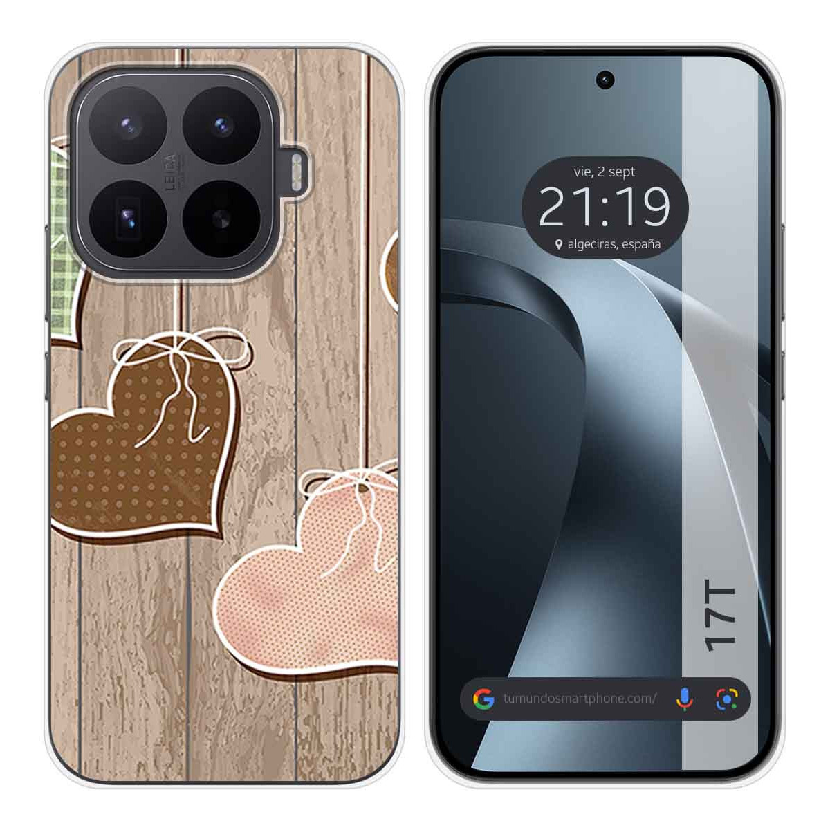 Funda Silicona para Xiaomi 17T 5G diseño Corazones Madera Dibujos