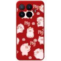 Funda Silicona Líquida Roja para Xiaomi 17T 5G diseño Cerdos Dibujos
