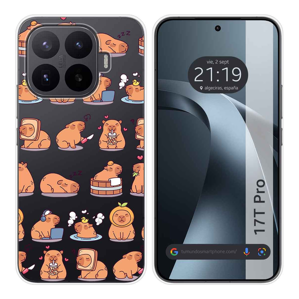 Funda Silicona Transparente para Xiaomi 17T Pro 5G diseño Capibara 01 Dibujos