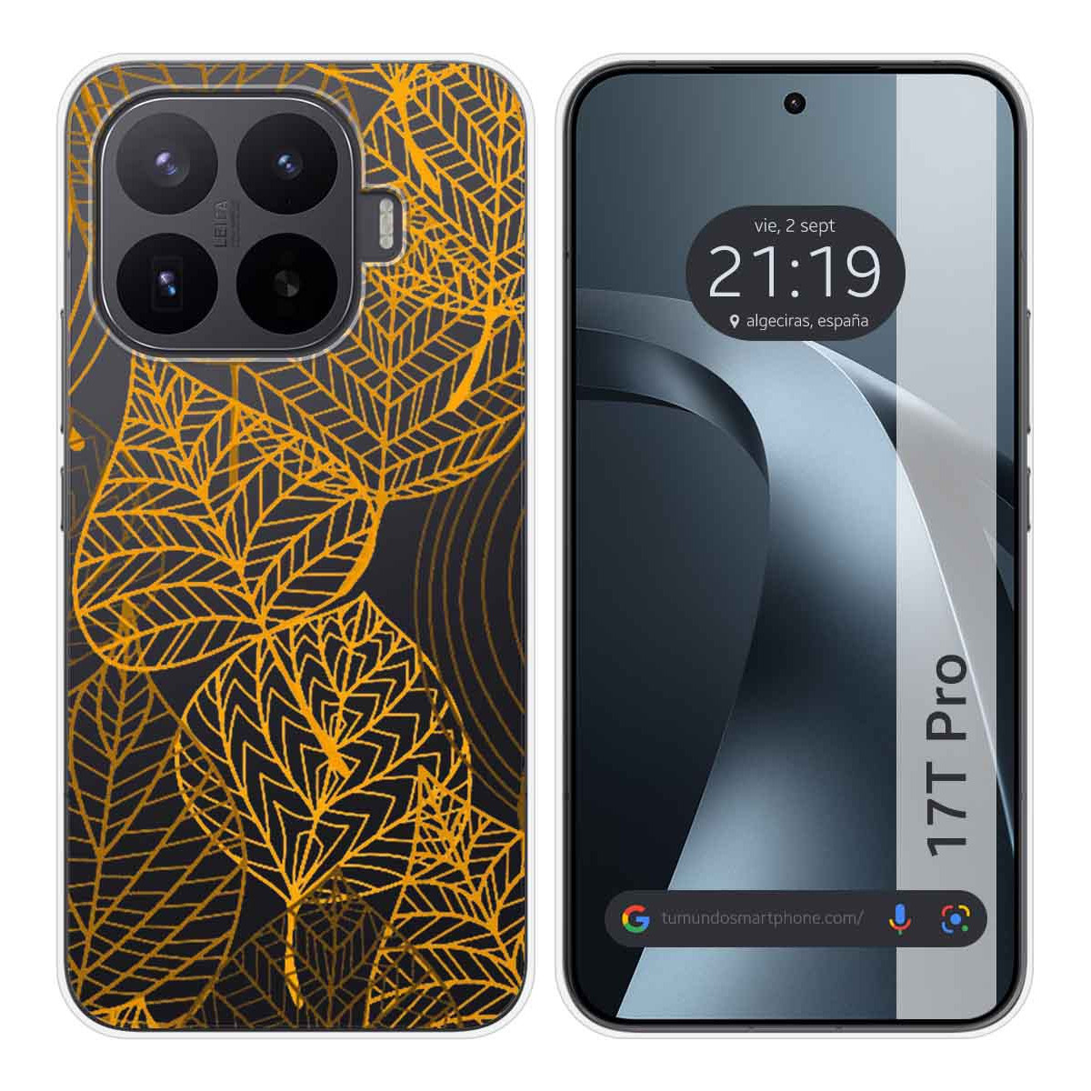 Funda Silicona Transparente para Xiaomi 17T Pro 5G diseño Hojas Dibujos