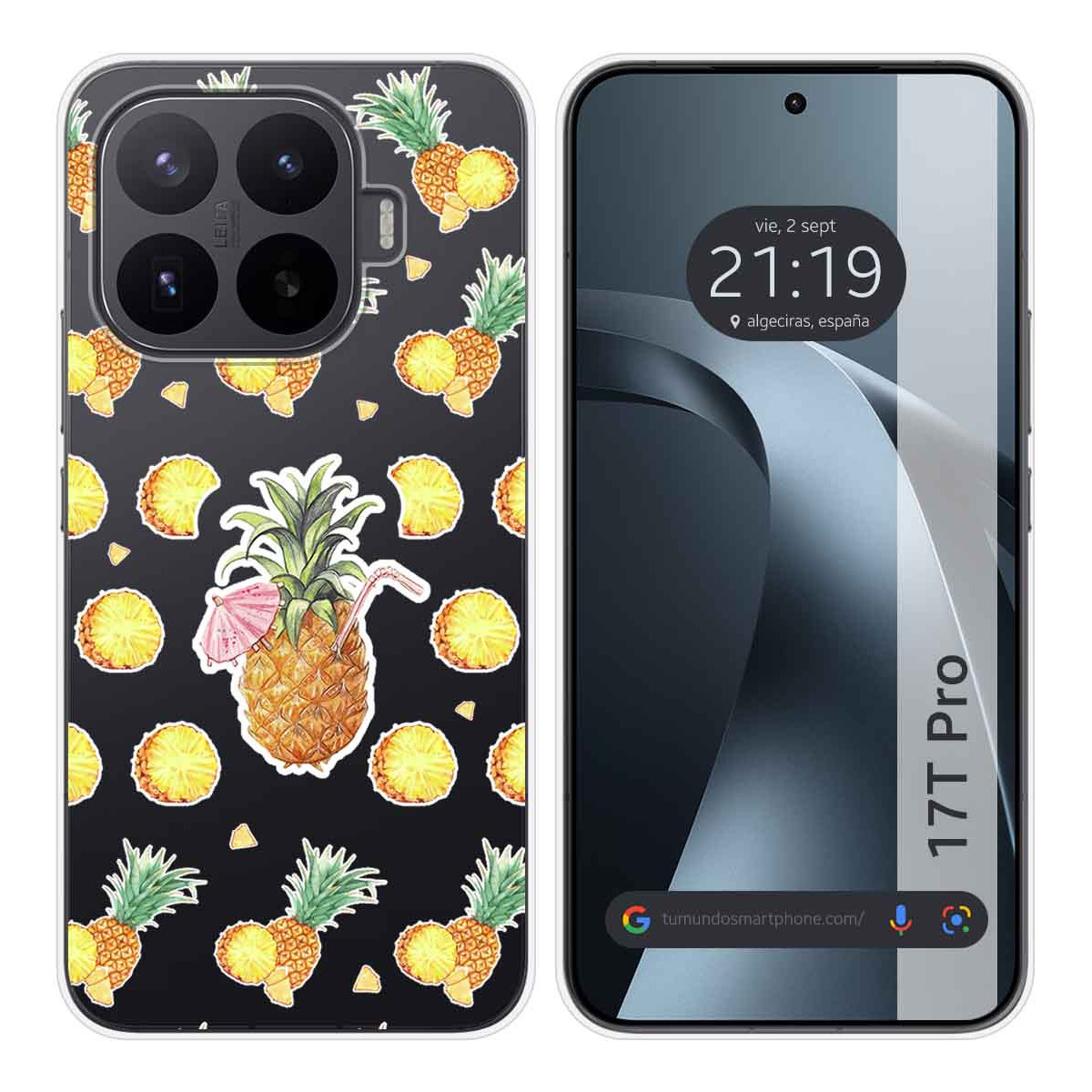 Funda Silicona Transparente para Xiaomi 17T Pro 5G diseño Piña Dibujos