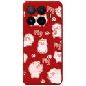 Funda Silicona Líquida Roja para Xiaomi 17T Pro 5G diseño Cerdos Dibujos