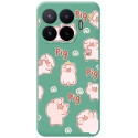 Funda Silicona Líquida Verde para Xiaomi 17T Pro 5G diseño Cerdos Dibujos
