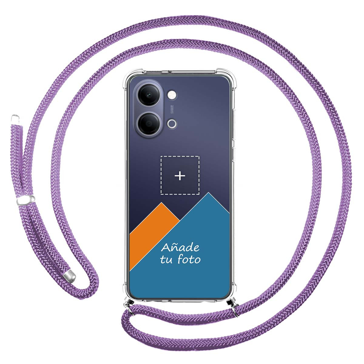 Personaliza tu Funda Colgante Transparente para Vivo Y21 5G con Cordon Morado Dibujo Personalizada