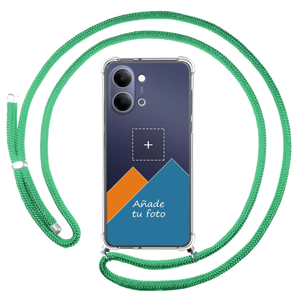 Personaliza tu Funda Colgante Transparente para Vivo Y21 5G con Cordon Verde Agua Dibujo Personalizada
