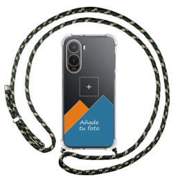 Personaliza tu Funda Colgante Transparente para Xiaomi Poco C81 Pro 4G con Cordon Verde / Dorado Dibujo Personalizada
