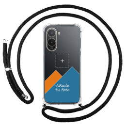 Personaliza tu Funda Colgante Transparente para Xiaomi Poco C81 Pro 4G con Cordon Negro Dibujo Personalizada