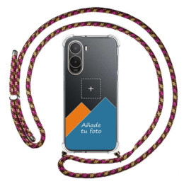 Personaliza tu Funda Colgante Transparente para Xiaomi Poco C81 Pro 4G con Cordon Rosa / Dorado Dibujo Personalizada