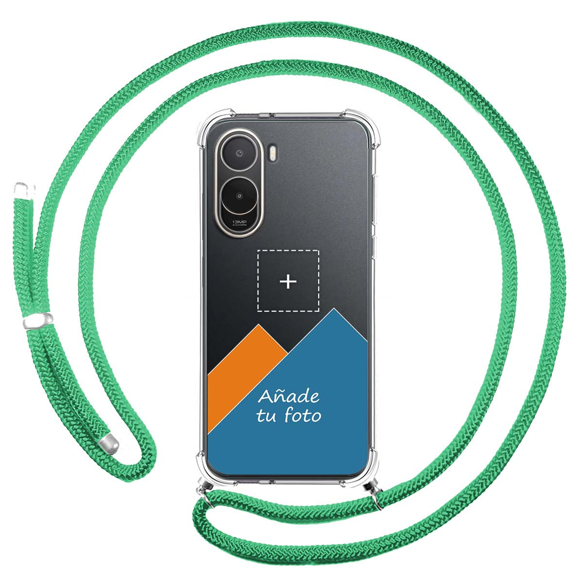 Personaliza tu Funda Colgante Transparente para Xiaomi Poco C81 Pro 4G con Cordon Verde Agua Dibujo Personalizada